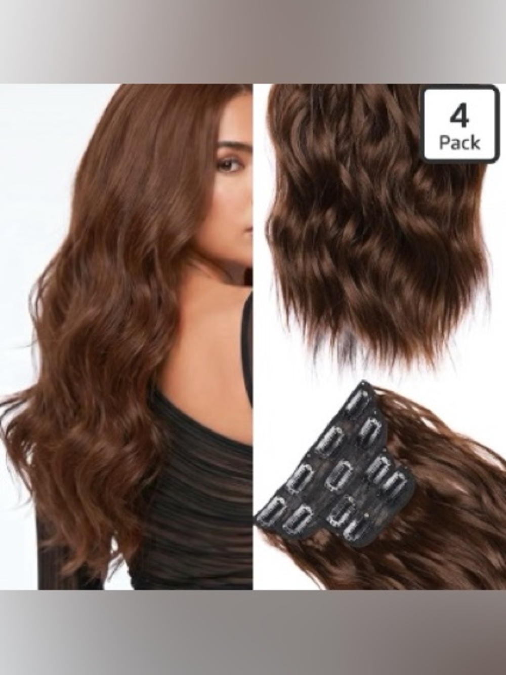 🆕 22” Chocolate Brown Wavy Clip-In Synthetic Hair Extensions | 4 Pc Set | 200g 🤎